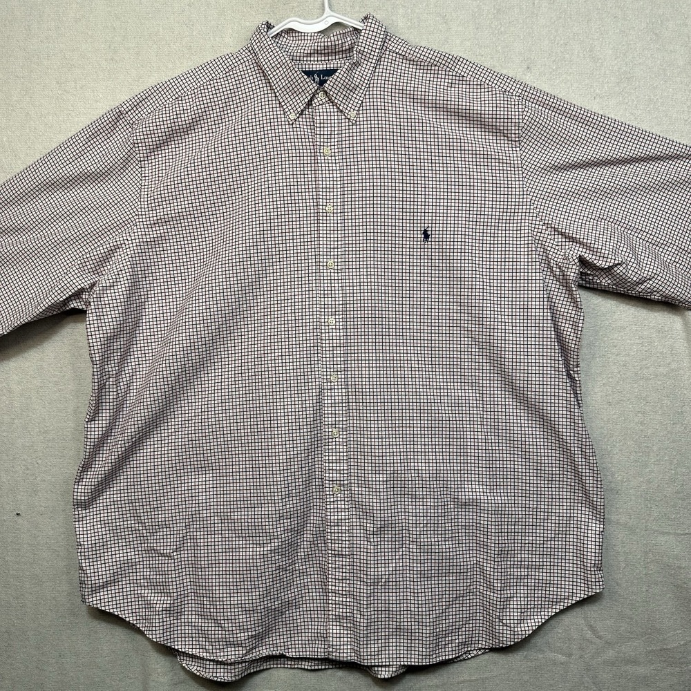 Ralph Lauren Men's Classic Fit 4XLT Tall Check Long Sleeve‎ Button Up